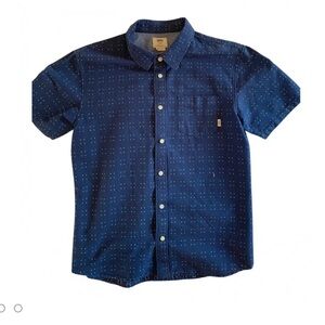 Vans Men's Navy Shirt Button Down Red & White Dotted Design Cotton Blend USA